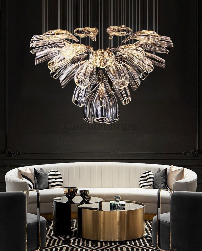 Glass Lotus Chandelier - Camilalamps - CA - Glass - 1849 - 001