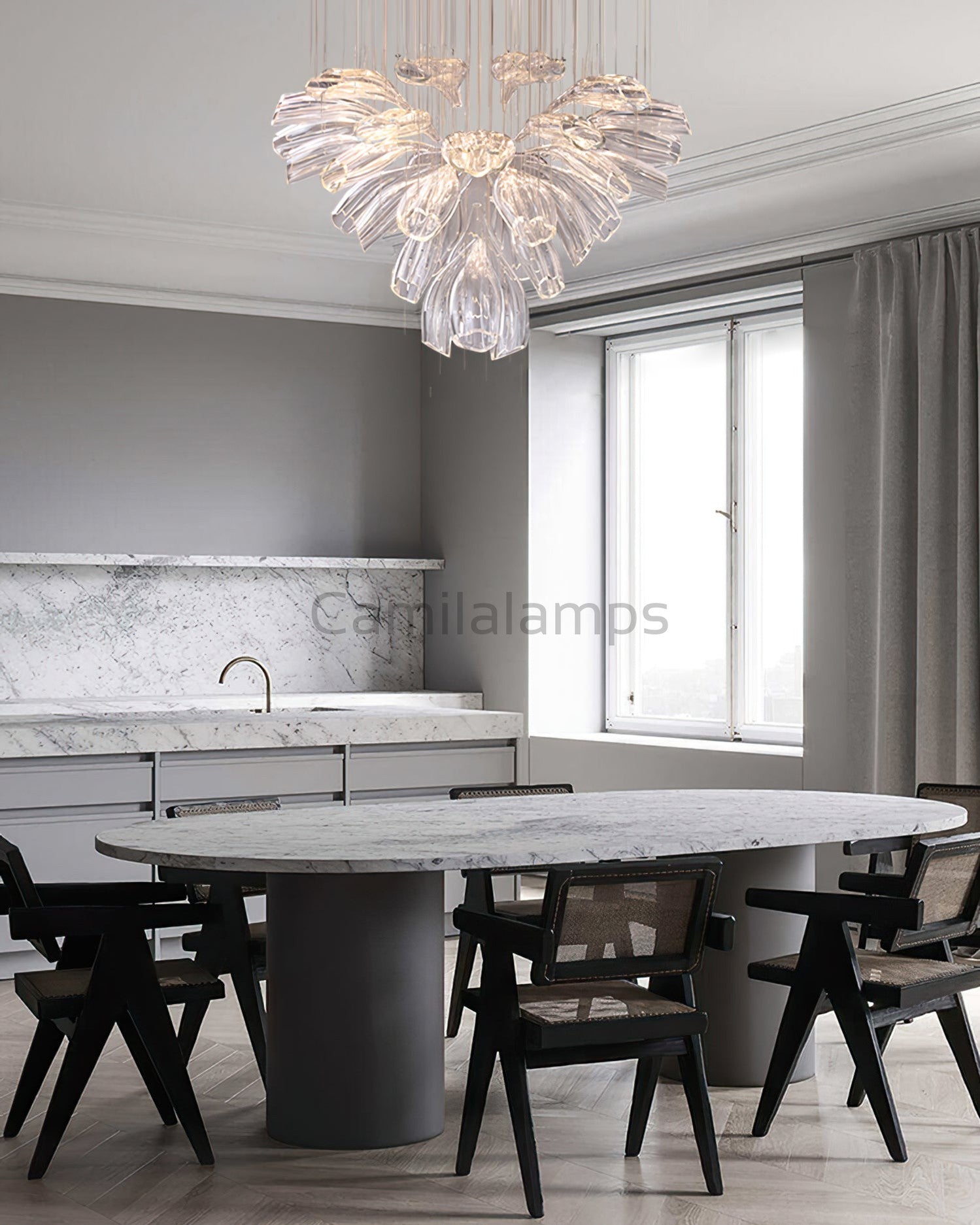 Glass Lotus Chandelier - Camilalamps - CA - Glass - 1849 - 007