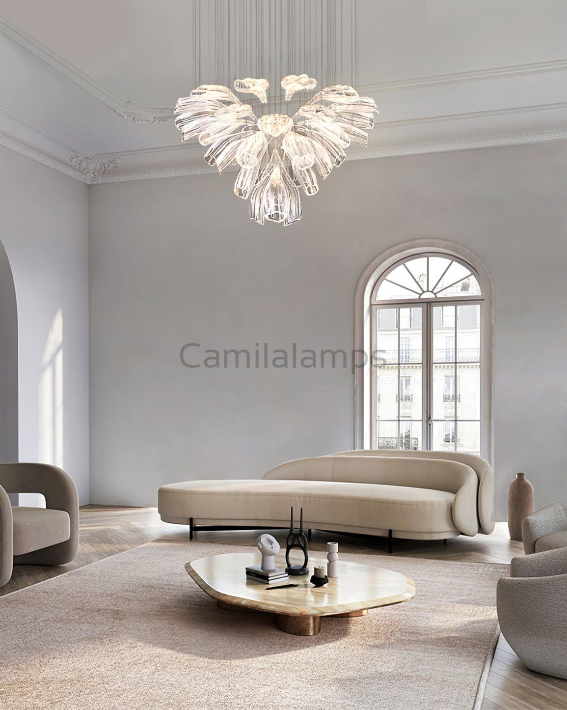 Glass Lotus Chandelier - Camilalamps - CA - Glass - 1849 - 007