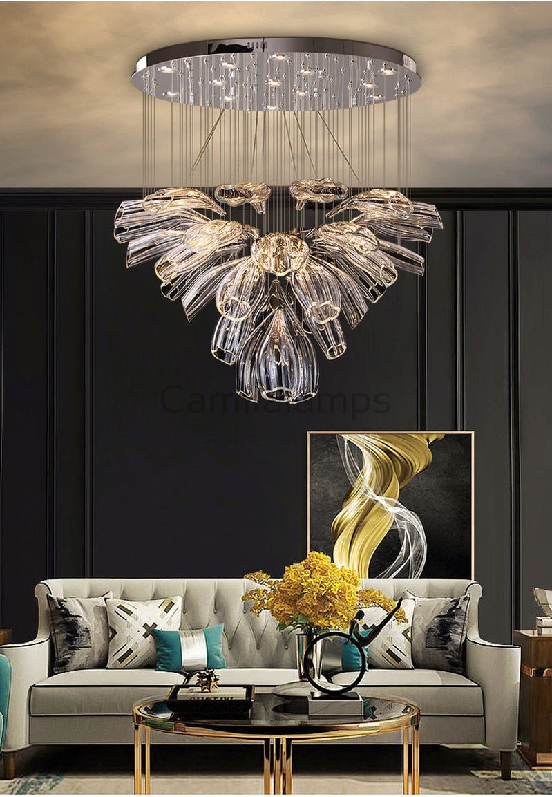 Glass Lotus Chandelier - Camilalamps - CA - Glass - 1849 - 001
