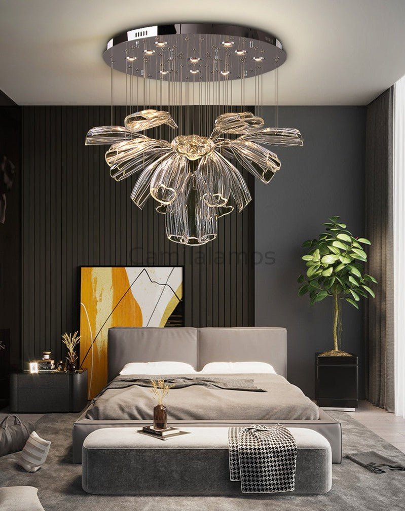 Glass Lotus Chandelier - Camilalamps - CA - Glass - 1849 - 005