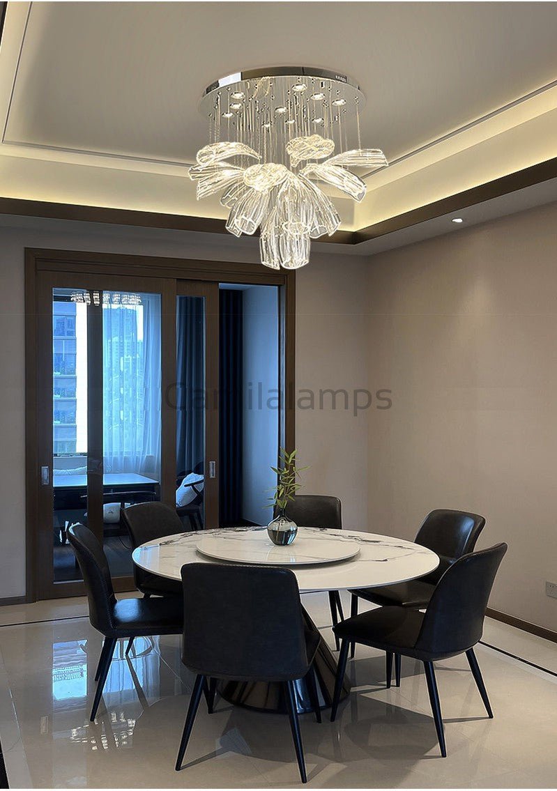 Glass Lotus Chandelier - Camilalamps - CA - Glass - 1849 - 005