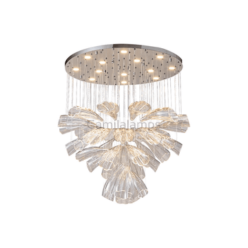 Glass Lotus Chandelier - Camilalamps - CA - Glass - 1849 - 001
