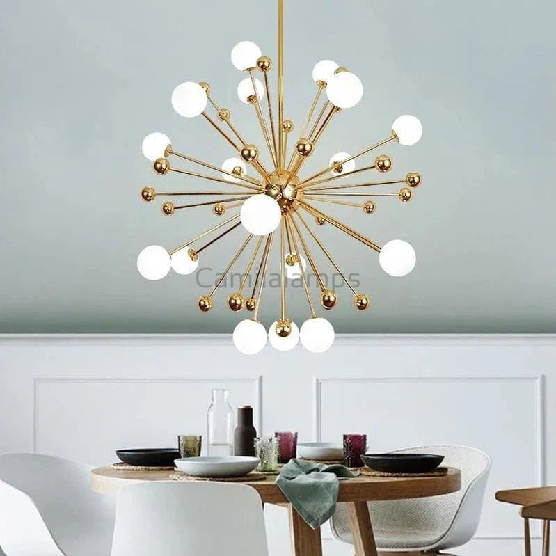 Gold And White Chandelier D 40" - Camilalamps - C - CGAWC2