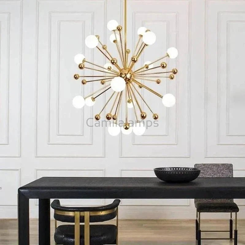Gold And White Chandelier D 40" - Camilalamps - C-1CGaWC2