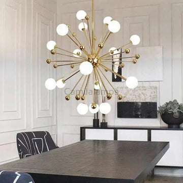 Gold And White Chandelier D 40" - Camilalamps - C-1CGaWC2
