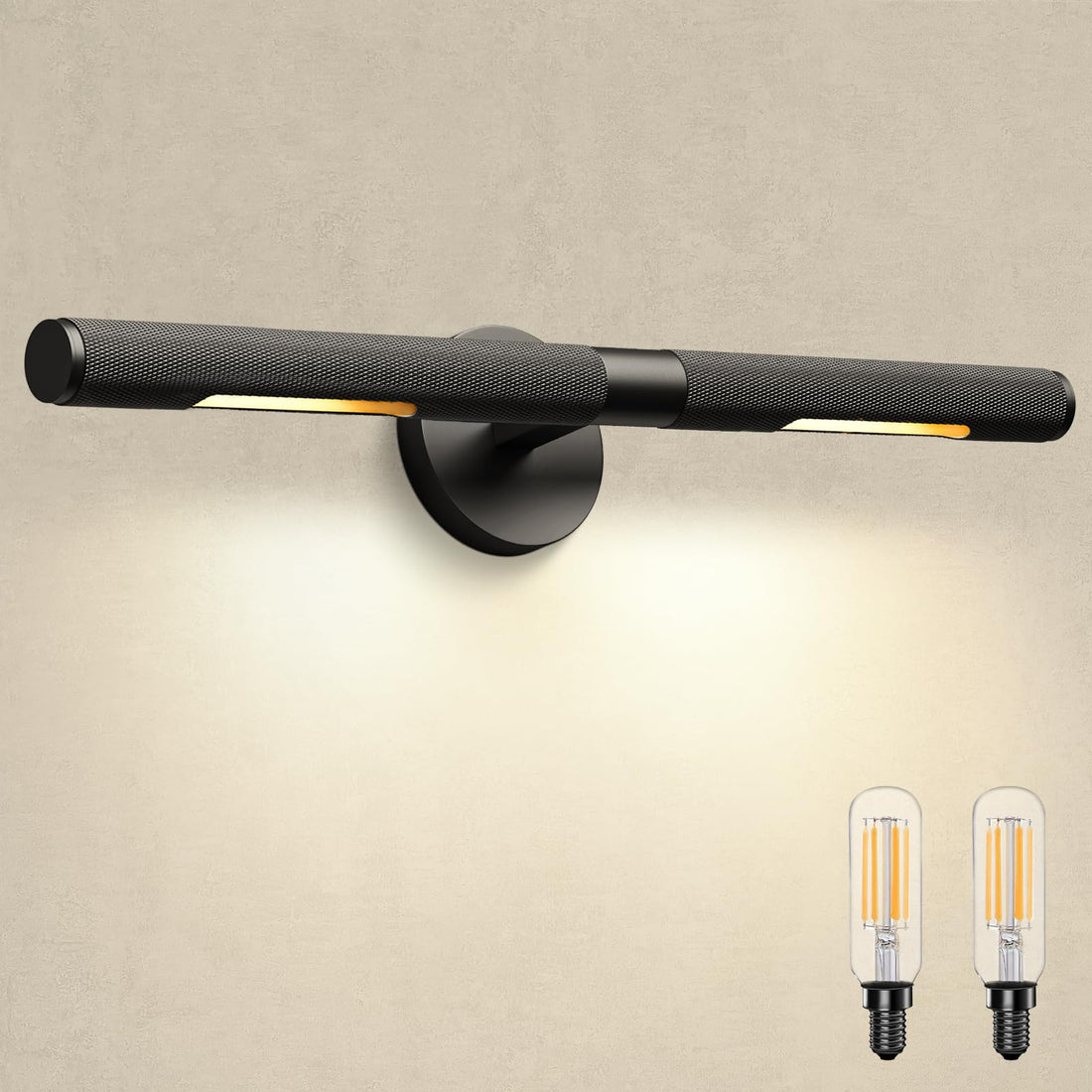 Gold Picture Light, 19in Hardwired Wall Lighting Brass Art Light for Paintings 360°Rotatable Dimmable Wall Sconce for Display, Gallery, Portraits, Dartboard, Bathroom, Bedroom - Gold - Camilalamps - B0DY49LF2F