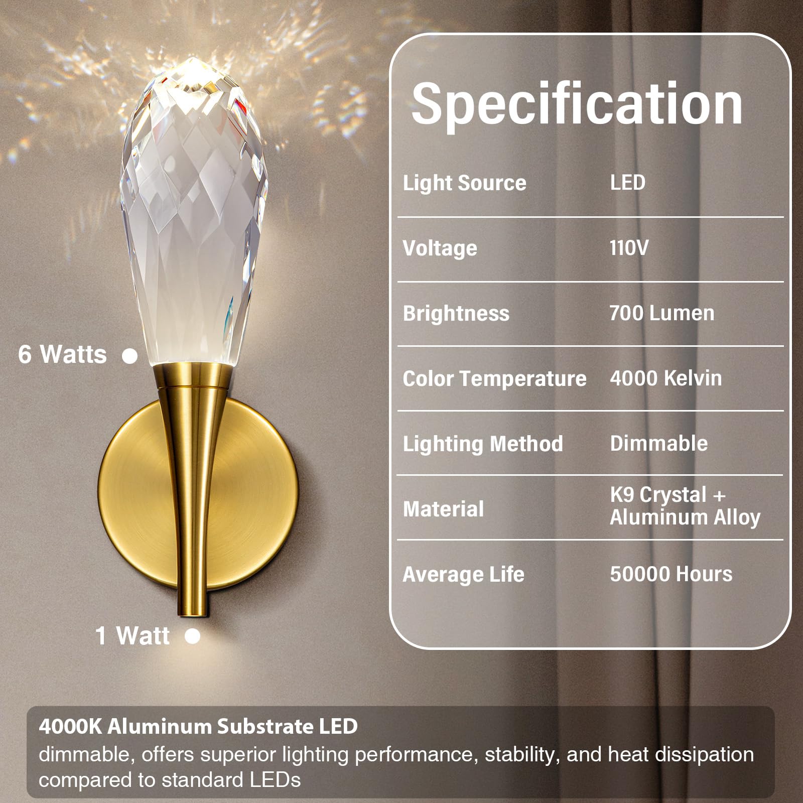 Gold Sconces Wall Lighting - Crystal Wall Sconces, Modern Bathroom Vanity Mirror Light, Dimmable LED Wall Sconce Light for Hallway, Living Room, Bedroom (Gold, 2PC) - Camilalamps - B0DRY76BNM