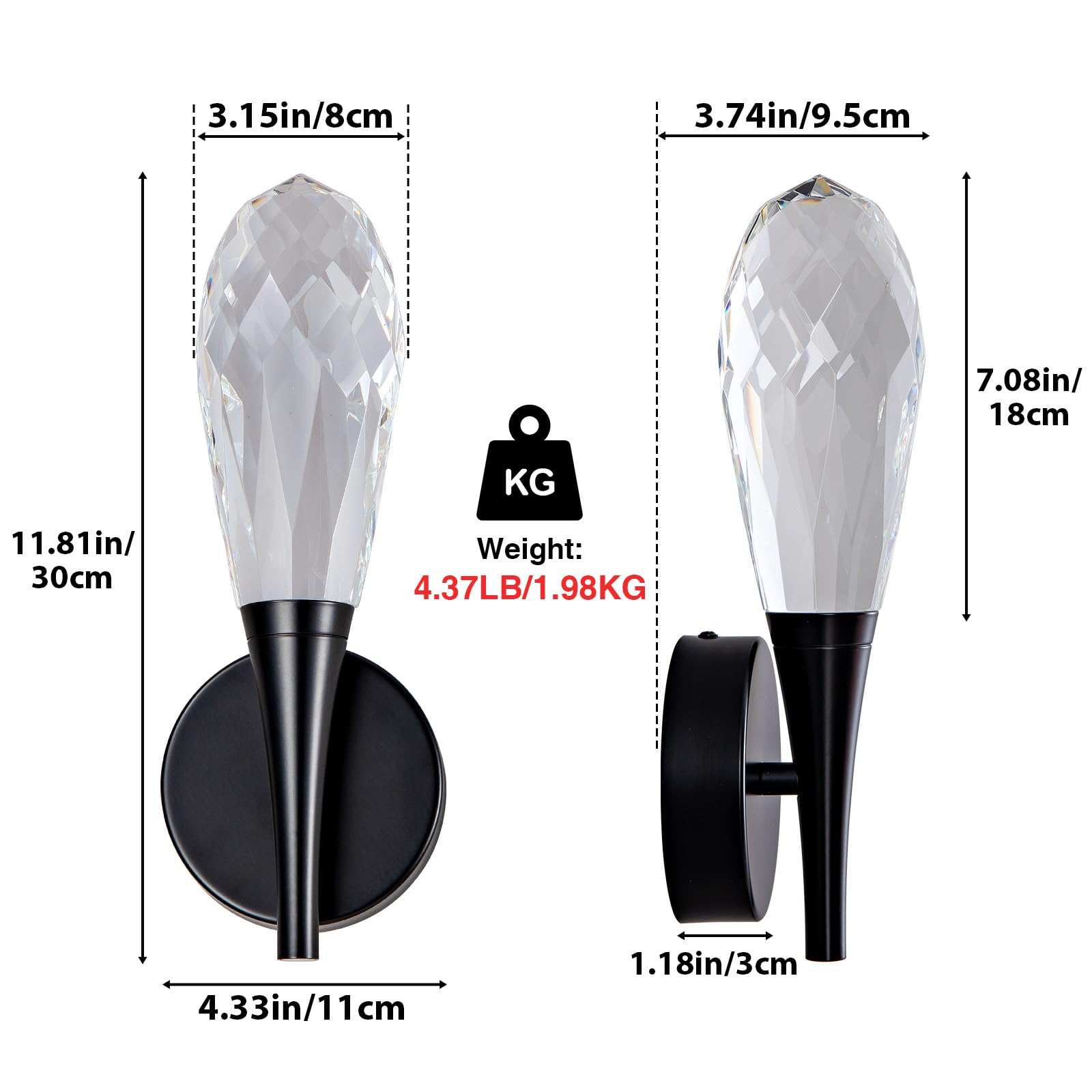 Gold Sconces Wall Lighting - Crystal Wall Sconces, Modern Bathroom Vanity Mirror Light, Dimmable LED Wall Sconce Light for Hallway, Living Room, Bedroom (Gold, 2PC) - Camilalamps - B0DRY76BNM