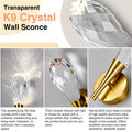 Gold Sconces Wall Lighting - Crystal Wall Sconces, Modern Bathroom Vanity Mirror Light, Dimmable LED Wall Sconce Light for Hallway, Living Room, Bedroom (Gold, 2PC) - Camilalamps - B0DRY76BNM