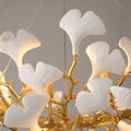 Gold Tree Branches Chandeliers for Dining Room, Sputnik Chandelier, 23.6''Modern Rounde Ceramic Ginkgo Leaf Chandelier, Dining Room Chandelier Over Table, for Living, Foyer, Kitchen, Bathroom, Bedroom - Camilalamps - B0FKB8Z415