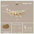 Gold Tree Branches Chandeliers for Dining Room, Sputnik Chandelier, 23.6''Modern Rounde Ceramic Ginkgo Leaf Chandelier, Dining Room Chandelier Over Table, for Living, Foyer, Kitchen, Bathroom, Bedroom - Camilalamps - B0FKB8Z415