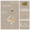 Gold Tree Branches Chandeliers for Dining Room, Sputnik Chandelier, 23.6''Modern Rounde Ceramic Ginkgo Leaf Chandelier, Dining Room Chandelier Over Table, for Living, Foyer, Kitchen, Bathroom, Bedroom - Camilalamps - B0FKB8Z415