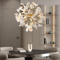 Gold Tree Branches Chandeliers for Dining Room, Sputnik Chandelier, 23.6''Modern Rounde Ceramic Ginkgo Leaf Chandelier, Dining Room Chandelier Over Table, for Living, Foyer, Kitchen, Bathroom, Bedroom - Camilalamps - B0FKB8Z415