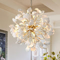 Gold Tree Branches Chandeliers for Dining Room, Sputnik Chandelier, 23.6''Modern Rounde Ceramic Ginkgo Leaf Chandelier, Dining Room Chandelier Over Table, for Living, Foyer, Kitchen, Bathroom, Bedroom - Camilalamps - B0FKBJJZ2P