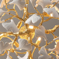 Gold Tree Branches Chandeliers for Dining Room, Sputnik Chandelier, 23.6''Modern Rounde Ceramic Ginkgo Leaf Chandelier, Dining Room Chandelier Over Table, for Living, Foyer, Kitchen, Bathroom, Bedroom - Camilalamps - B0FKB8Z415