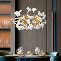 Gold Tree Branches Chandeliers for Dining Room, Sputnik Chandelier, 23.6''Modern Rounde Ceramic Ginkgo Leaf Chandelier, Dining Room Chandelier Over Table, for Living, Foyer, Kitchen, Bathroom, Bedroom - Camilalamps - B0FKB8Z415