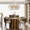 Gold Tree Branches Chandeliers for Dining Room, Sputnik Chandelier, 23.6''Modern Rounde Ceramic Ginkgo Leaf Chandelier, Dining Room Chandelier Over Table, for Living, Foyer, Kitchen, Bathroom, Bedroom - Camilalamps - B0FKB8Z415