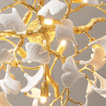 Gold Tree Branches Chandeliers for Dining Room, Sputnik Chandelier, 23.6''Modern Rounde Ceramic Ginkgo Leaf Chandelier, Dining Room Chandelier Over Table, for Living, Foyer, Kitchen, Bathroom, Bedroom - Camilalamps - B0FKB8Z415