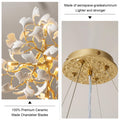 Gold Tree Branches Chandeliers for Dining Room, Sputnik Chandelier, 23.6''Modern Rounde Ceramic Ginkgo Leaf Chandelier, Dining Room Chandelier Over Table, for Living, Foyer, Kitchen, Bathroom, Bedroom - Camilalamps - B0FKB8Z415