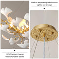 Gold Tree Branches Chandeliers for Dining Room, Sputnik Chandelier, 23.6''Modern Rounde Ceramic Ginkgo Leaf Chandelier, Dining Room Chandelier Over Table, for Living, Foyer, Kitchen, Bathroom, Bedroom - Camilalamps - B0FKB8Z415