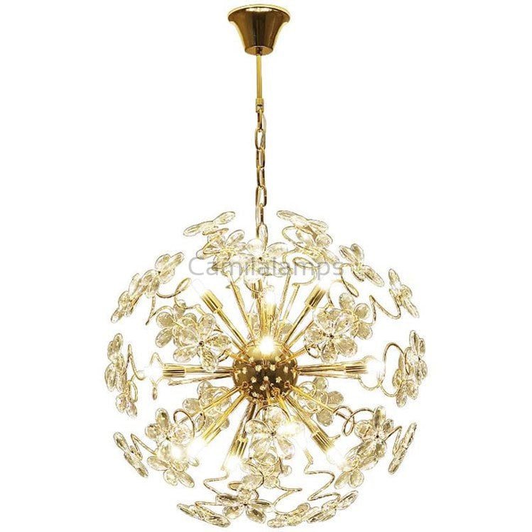 Golden Faceted Crystal Petal Dandelion Pendant Light - Camilalamps - CAA - 10006A2