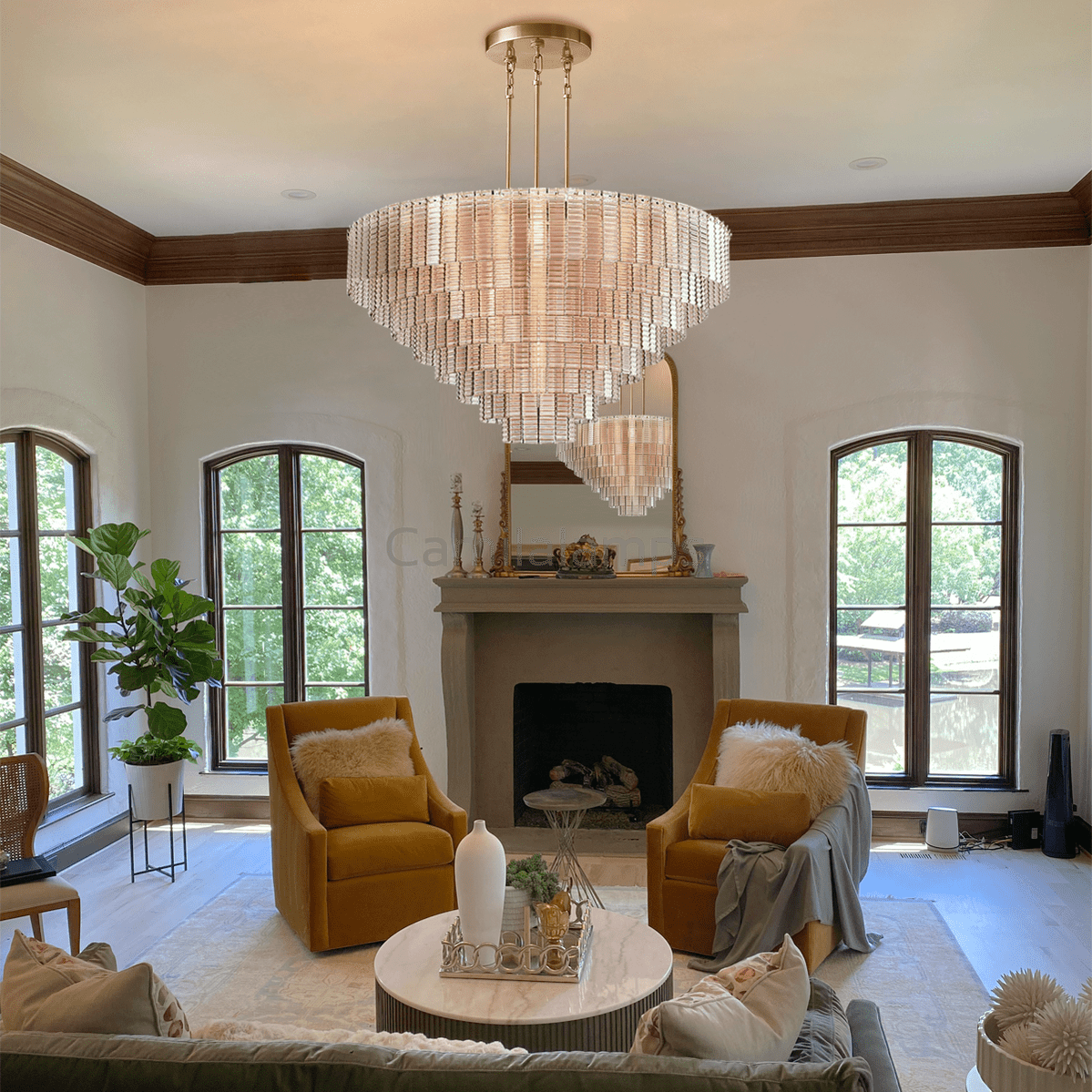 Guts Round Glass Tile Chandelier - Camilalamps - CA - LI2024 - C5583