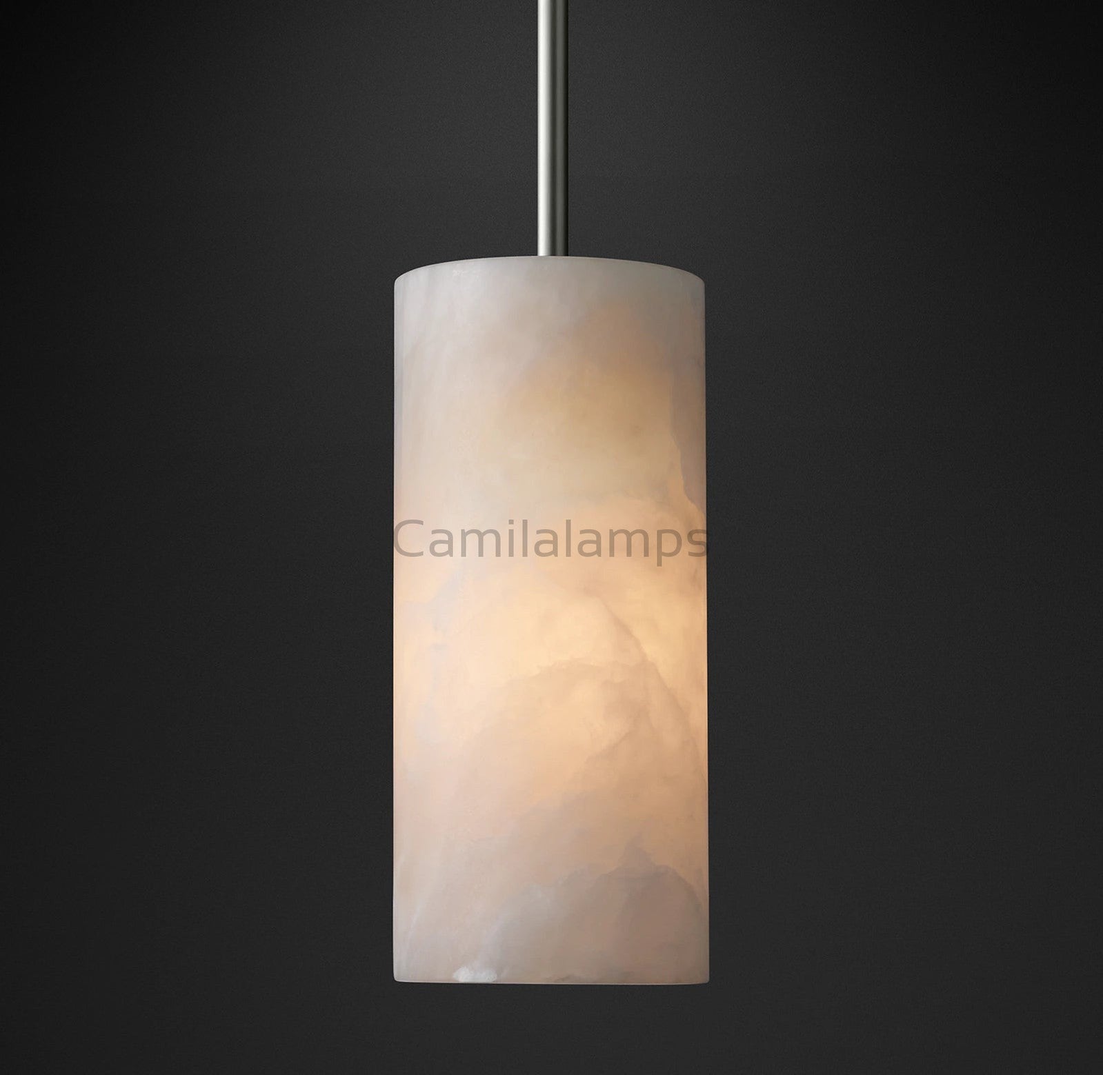 Hand Carved Alabaster Cylinder Pendent - Camilalamps - CA - Hand - 818 - 007