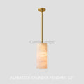 Hand Carved Alabaster Cylinder Pendent - Camilalamps - CA - Hand - 818 - 007