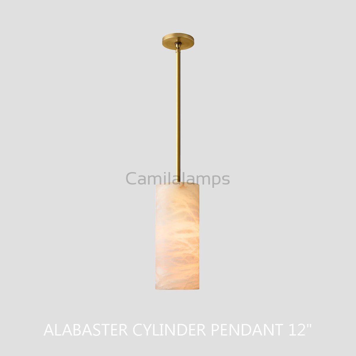 Hand Carved Alabaster Cylinder Pendent - Camilalamps - CA - Hand - 818 - 007