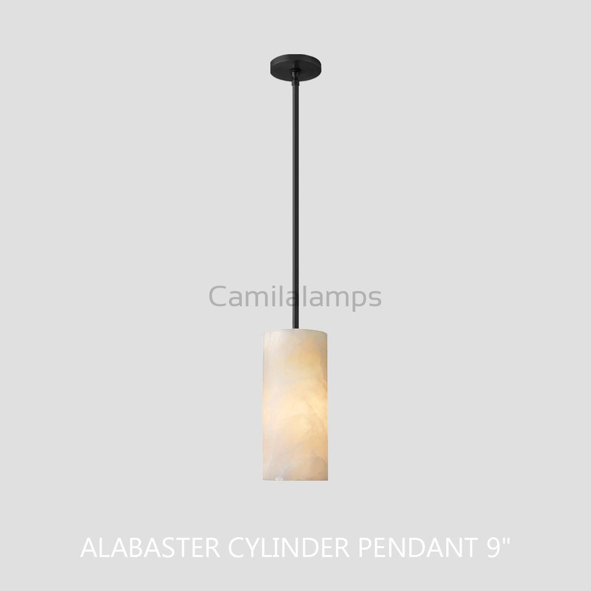 Hand Carved Alabaster Cylinder Pendent - Camilalamps - CA - Hand - 818 - 007
