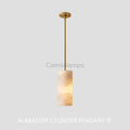Hand Carved Alabaster Cylinder Pendent - Camilalamps - CA - Hand - 818 - 007