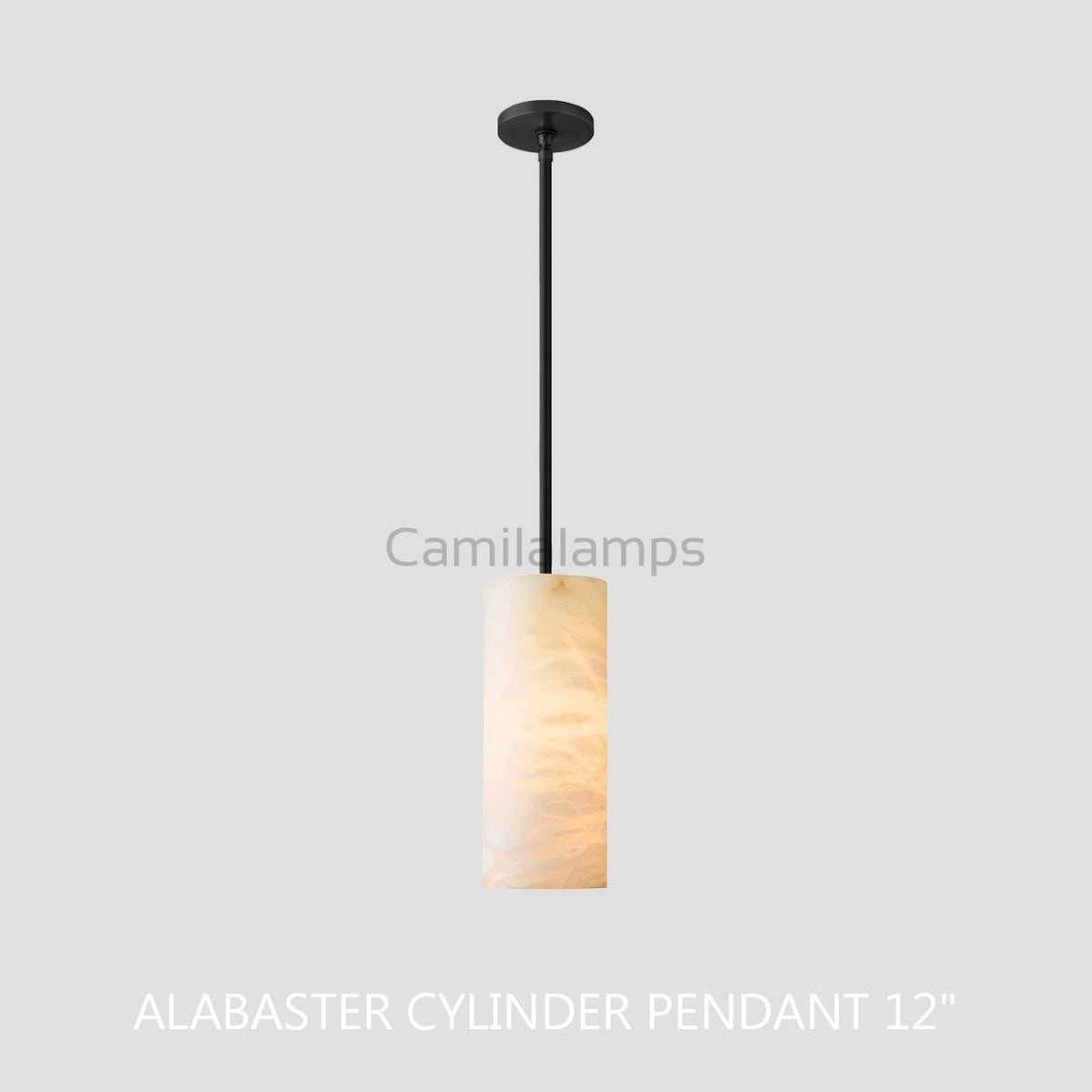 Hand Carved Alabaster Cylinder Pendent - Camilalamps - CA - Hand - 818 - 007