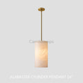 Hand Carved Alabaster Cylinder Pendent - Camilalamps - CA - Hand - 818 - 007