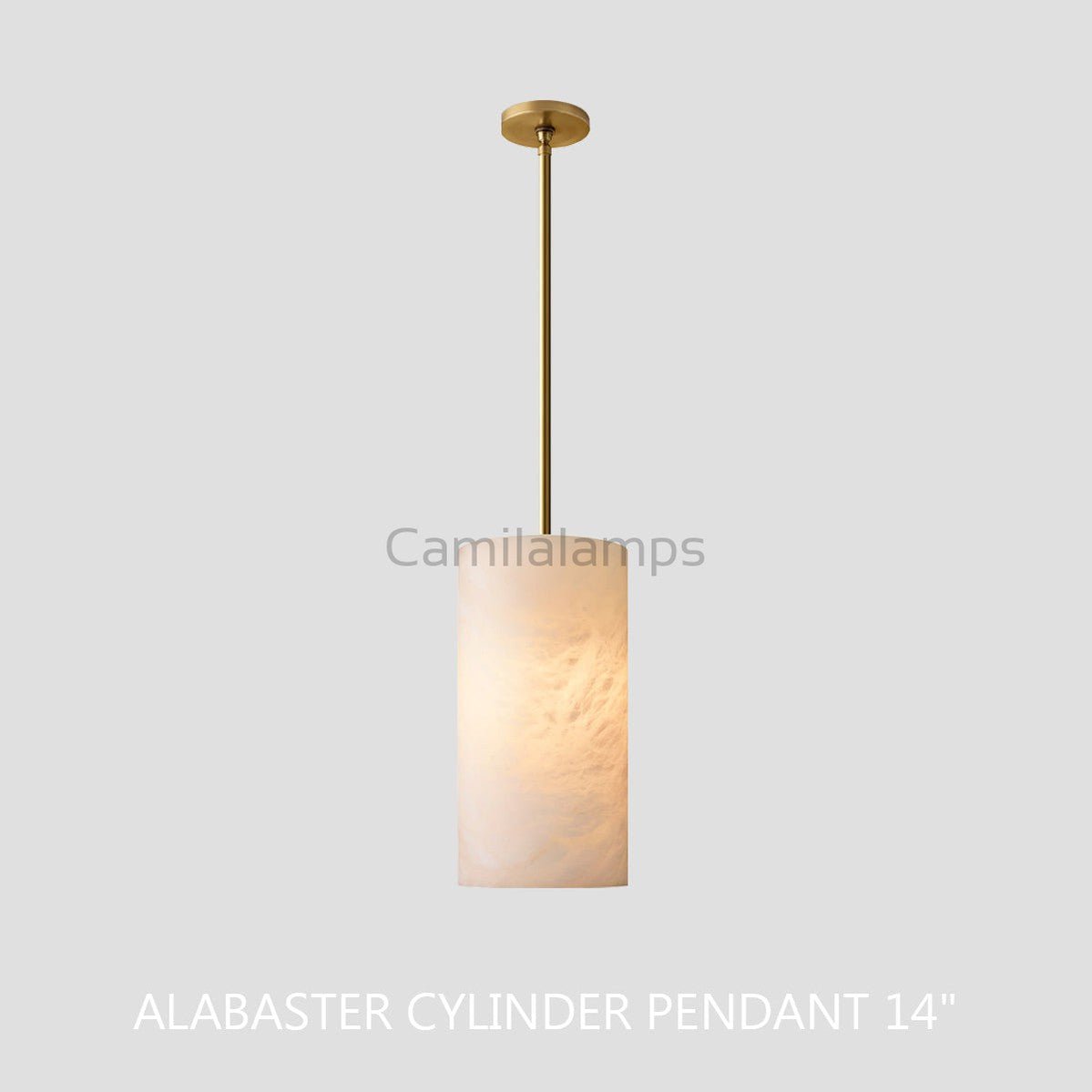 Hand Carved Alabaster Cylinder Pendent - Camilalamps - CA - Hand - 818 - 007