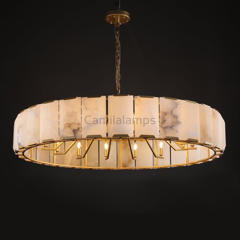 Harlew Alabaster Elegant Round Chandelier - Camilalamps - CAM1556