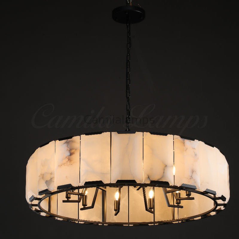 Harlew Alabaster Elegant Round Chandelier - Camilalamps - CAM1556