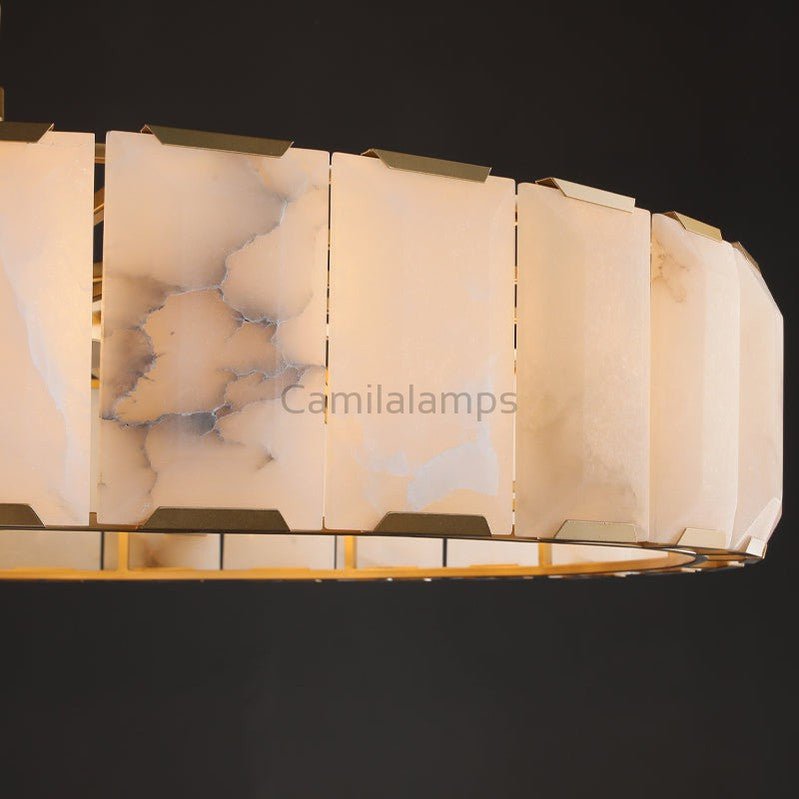 Harlew Alabaster Elegant Round Chandelier - Camilalamps - CAM1556