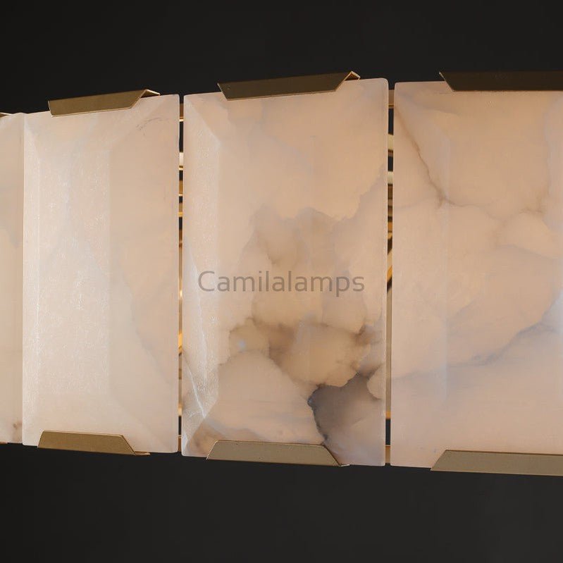 Harlew Alabaster Elegant Round Chandelier - Camilalamps - CAM1556