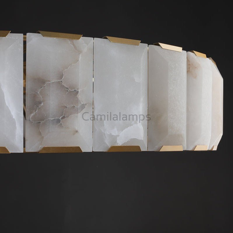 Harlew Alabaster Elegant Round Chandelier - Camilalamps - CAM1556