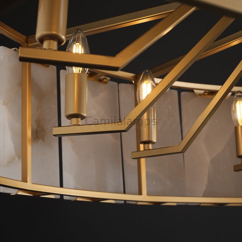 Harlew Alabaster Elegant Round Chandelier - Camilalamps - CAM1556