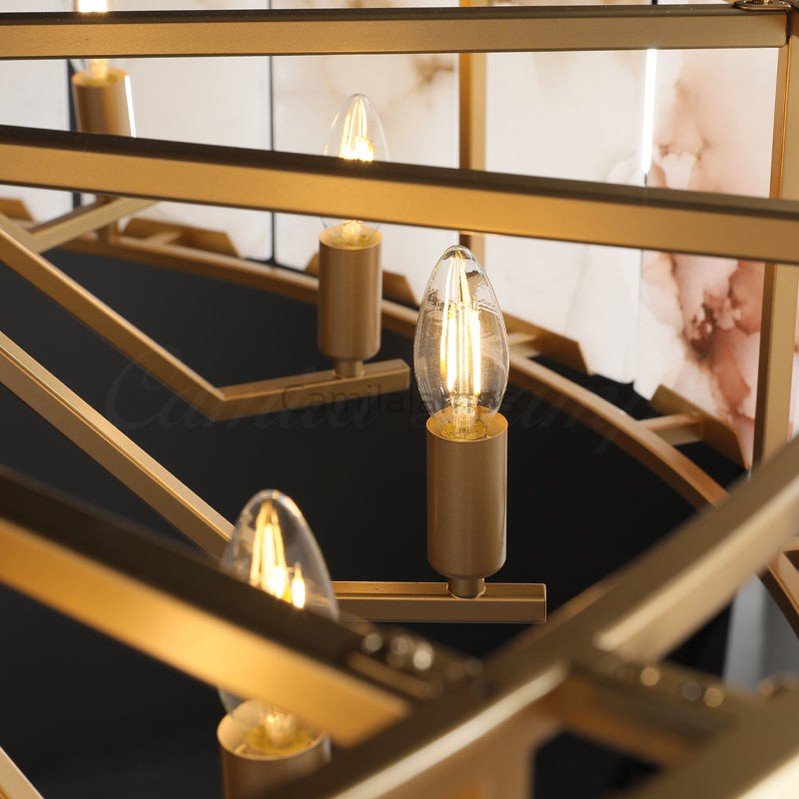 Harlew Alabaster Elegant Round Chandelier - Camilalamps - CAM1556