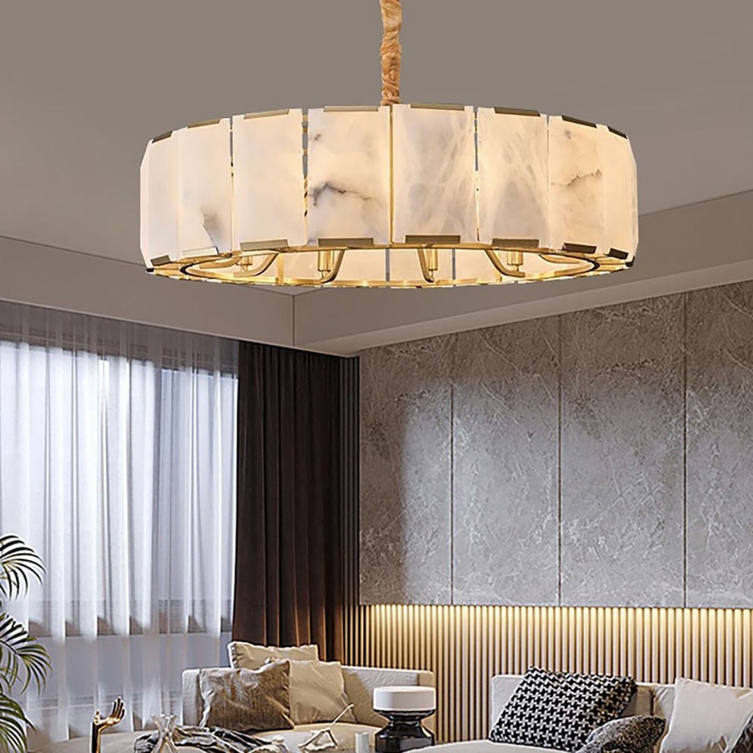 Harlew Alabaster Elegant Round Chandelier - Camilalamps - CAM1548
