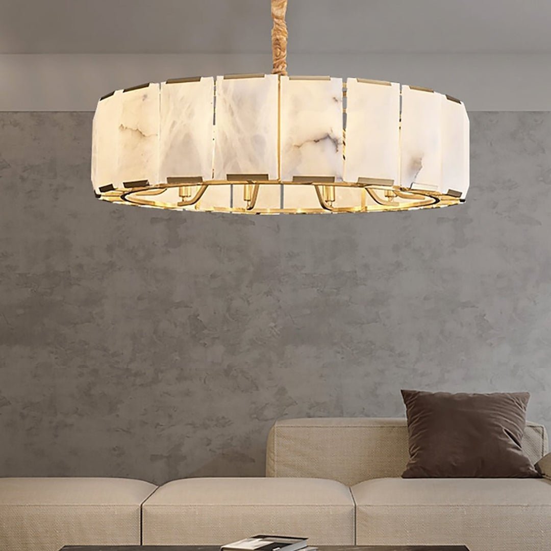 Harlew Alabaster Elegant Round Chandelier - Camilalamps - CAM1550