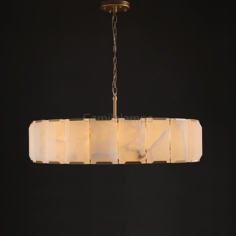 Harlew Alabaster Elegant Round Chandelier - Camilalamps - CAM1553
