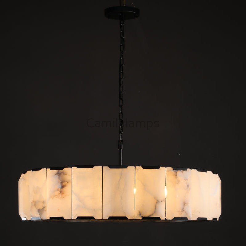 Harlew Alabaster Elegant Round Chandelier - Camilalamps - CAM1554