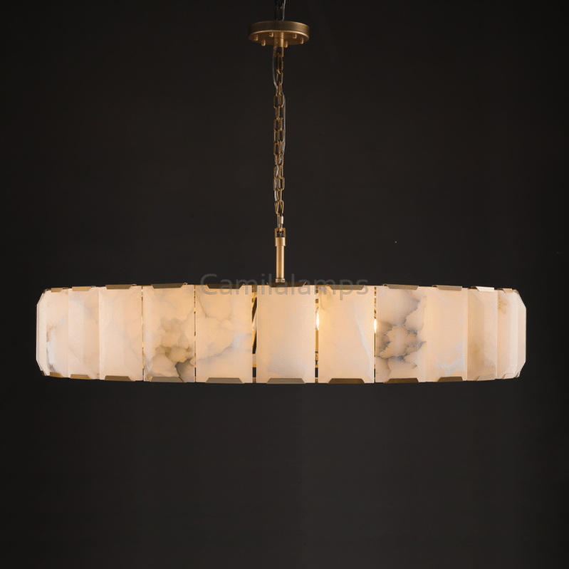 Harlew Alabaster Elegant Round Chandelier - Camilalamps - CAM1556