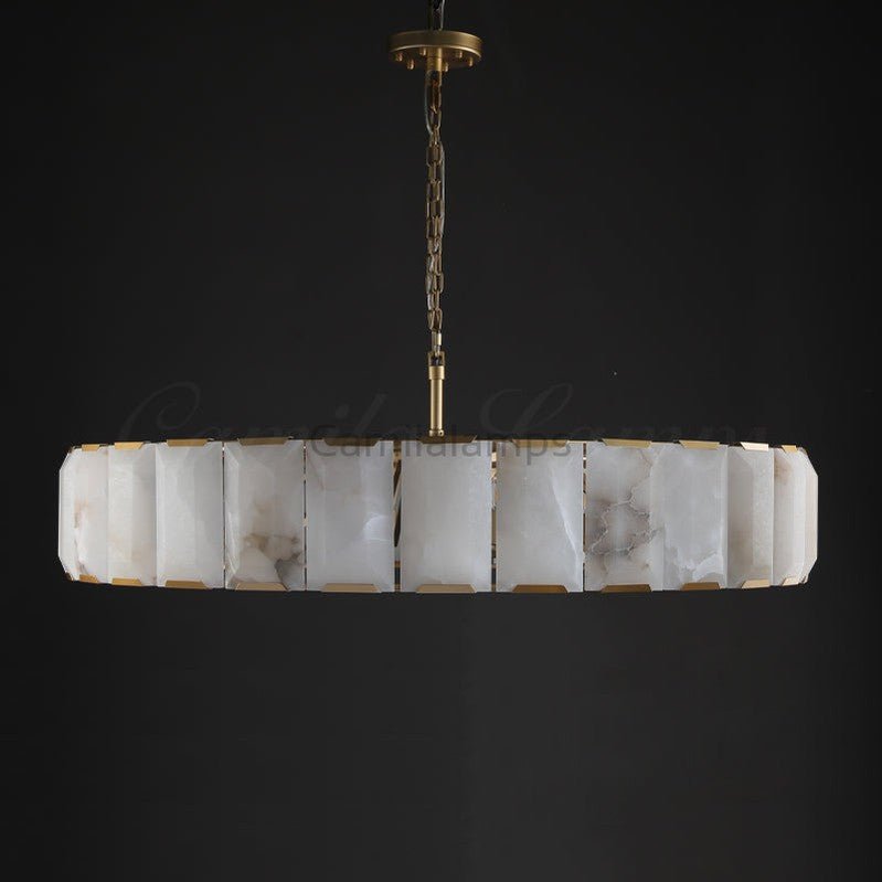 Harlew Alabaster Elegant Round Chandelier - Camilalamps - CAM1556