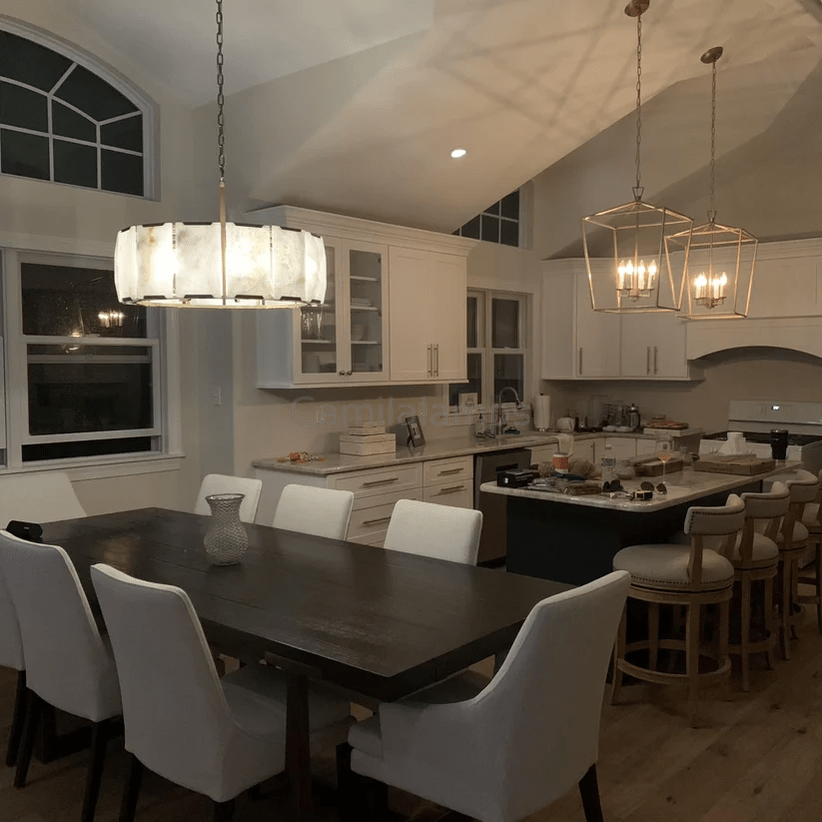 Harlew Alabaster Elegant Round Chandelier - Camilalamps - CAM1547