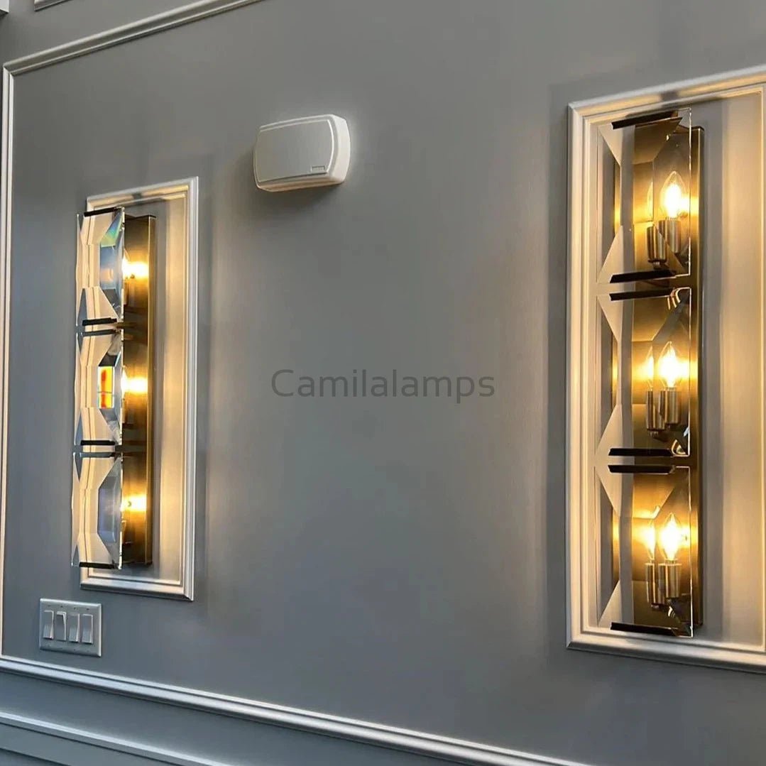 Harlow Crystal Triple Wall Sconce H 32" - Camilalamps - CAA - 10033A4